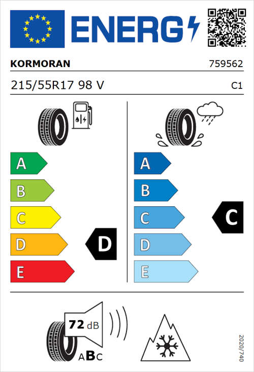 Tyre Label for Kormoran Snow 215/55R17 98V