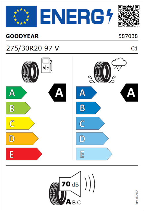 Tyre Label for Goodyear Eagle F1 Asymmetric 5 275/30R20 97V
