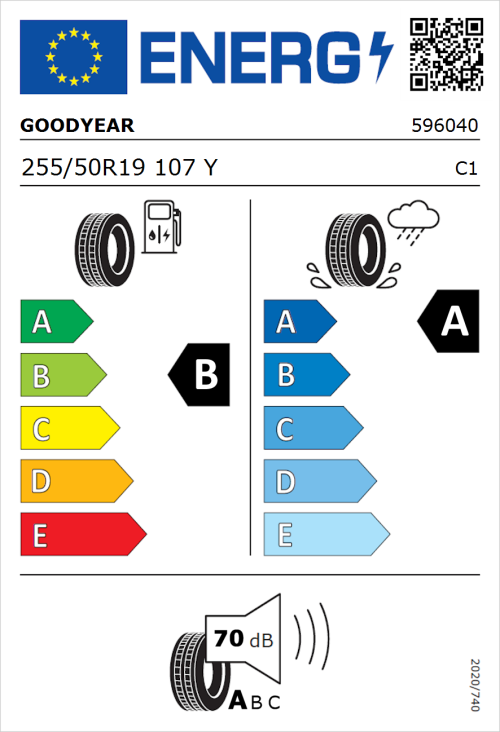 Tyre Label for Goodyear Eagle F1 Asymmetric 6 255/50R19 107Y