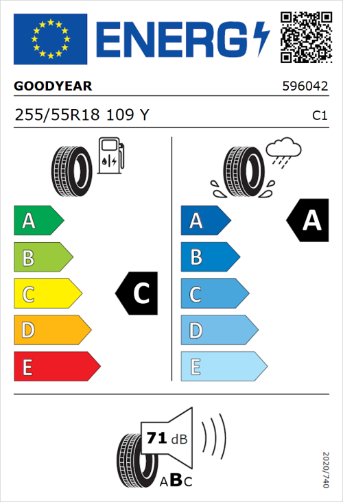 Tyre Label for Goodyear Eagle F1 Asymmetric 6 255/55R18 109Y