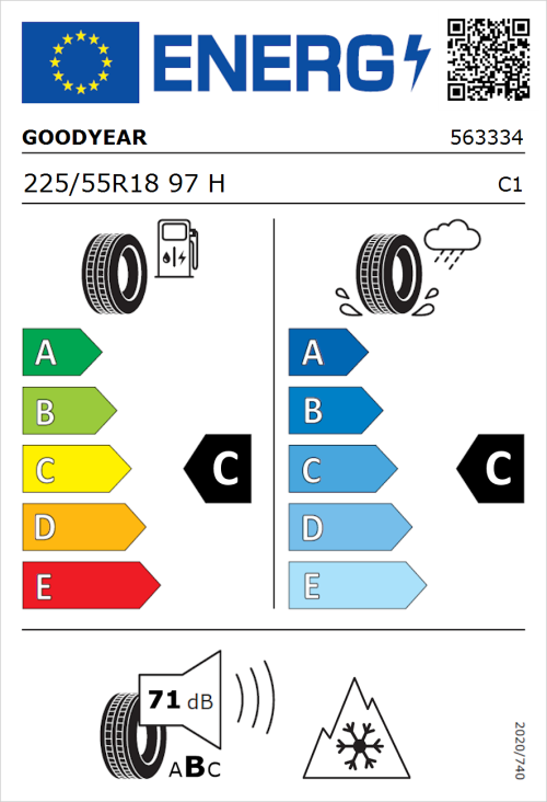 Tyre Label for Goodyear Eagle LS-2 225/55R18 97H