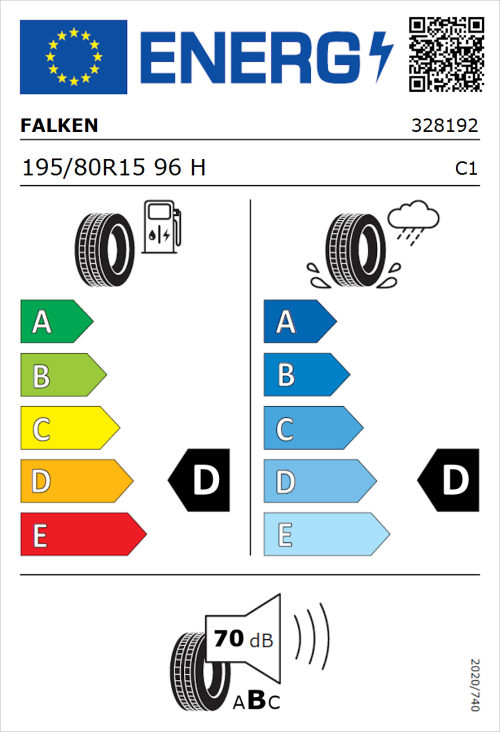 Tyre Label for Falken Landair AT T-110 195/80R15 96H